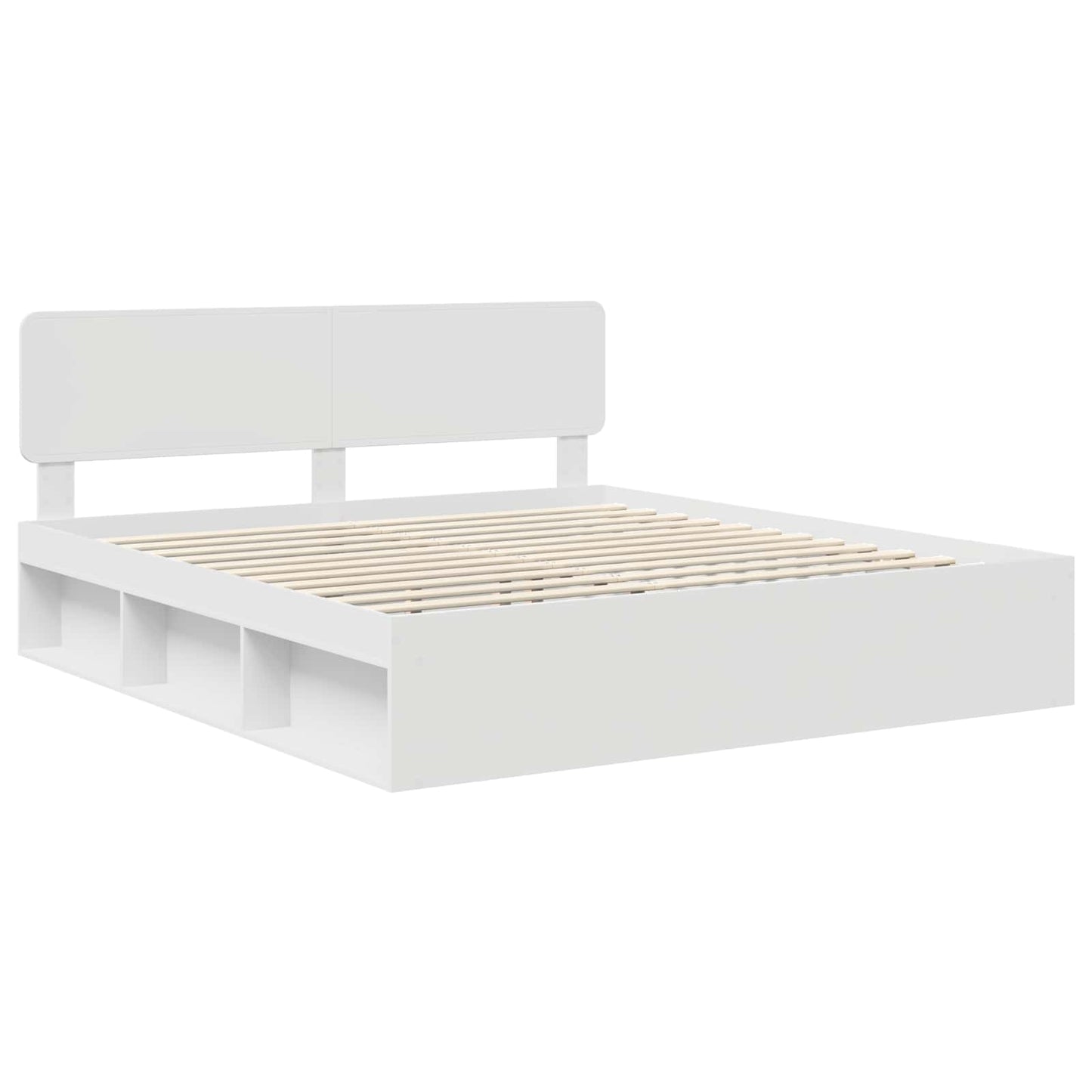vidaXL Bed Frame with Headboard White 200 x 200 cm Solid Pine Wood