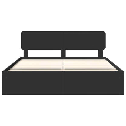 vidaXL Bed Frame with Headboard Black 200 x 200 cm Solid Pine Wood
