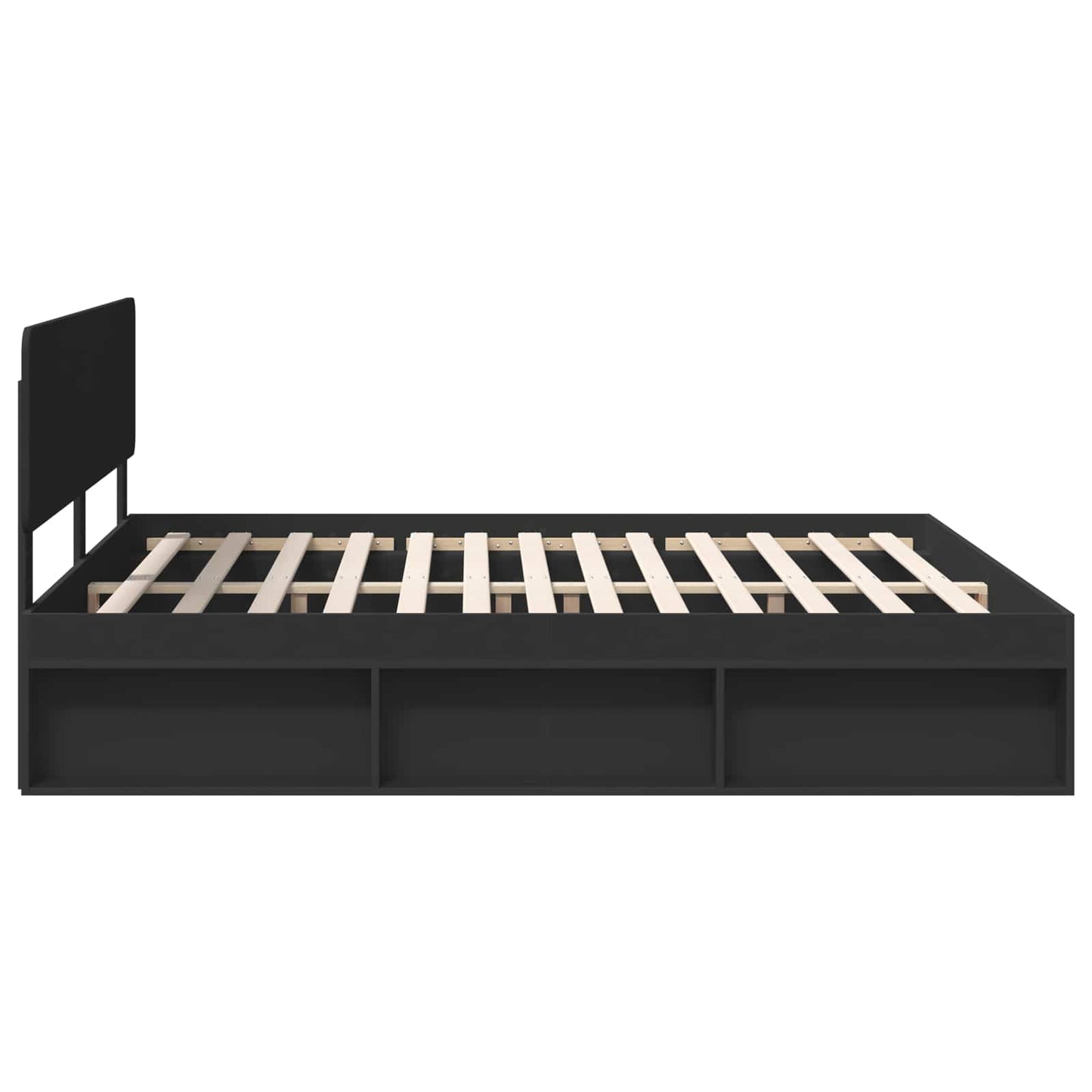 vidaXL Bed Frame with Headboard Black 200 x 200 cm Solid Pine Wood