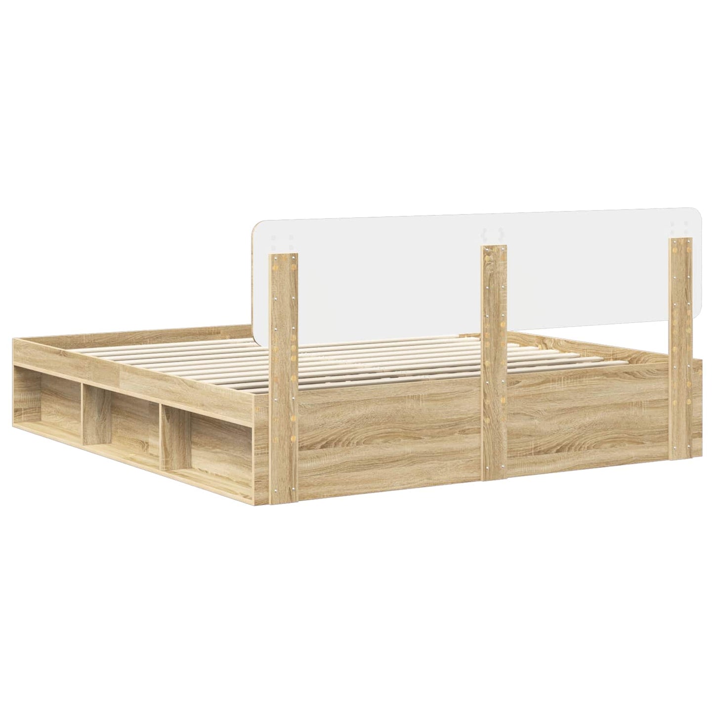 vidaXL Bed Frame with Headboard Sonoma 200 x 200 cm Solid Pine Wood