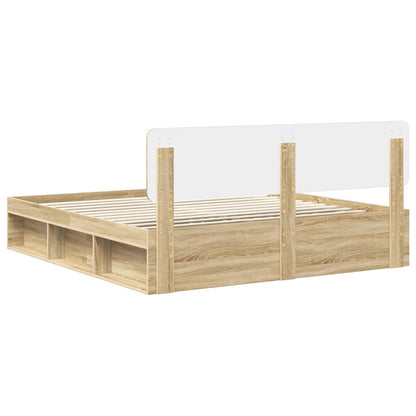 vidaXL Bed Frame with Headboard Sonoma 200 x 200 cm Solid Pine Wood