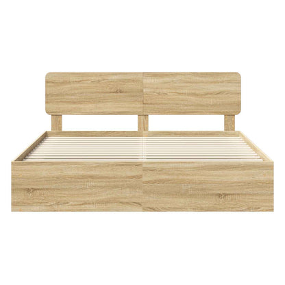 vidaXL Bed Frame with Headboard Sonoma 200 x 200 cm Solid Pine Wood