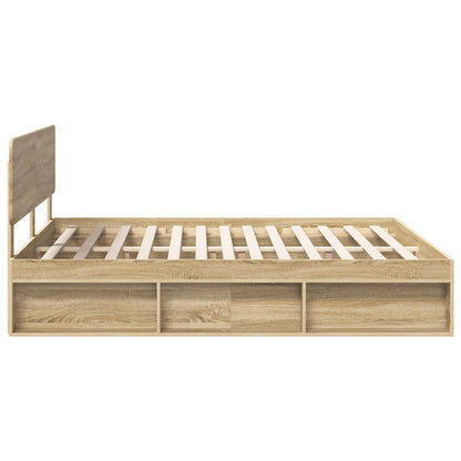 vidaXL Bed Frame with Headboard Sonoma 200 x 200 cm Solid Pine Wood