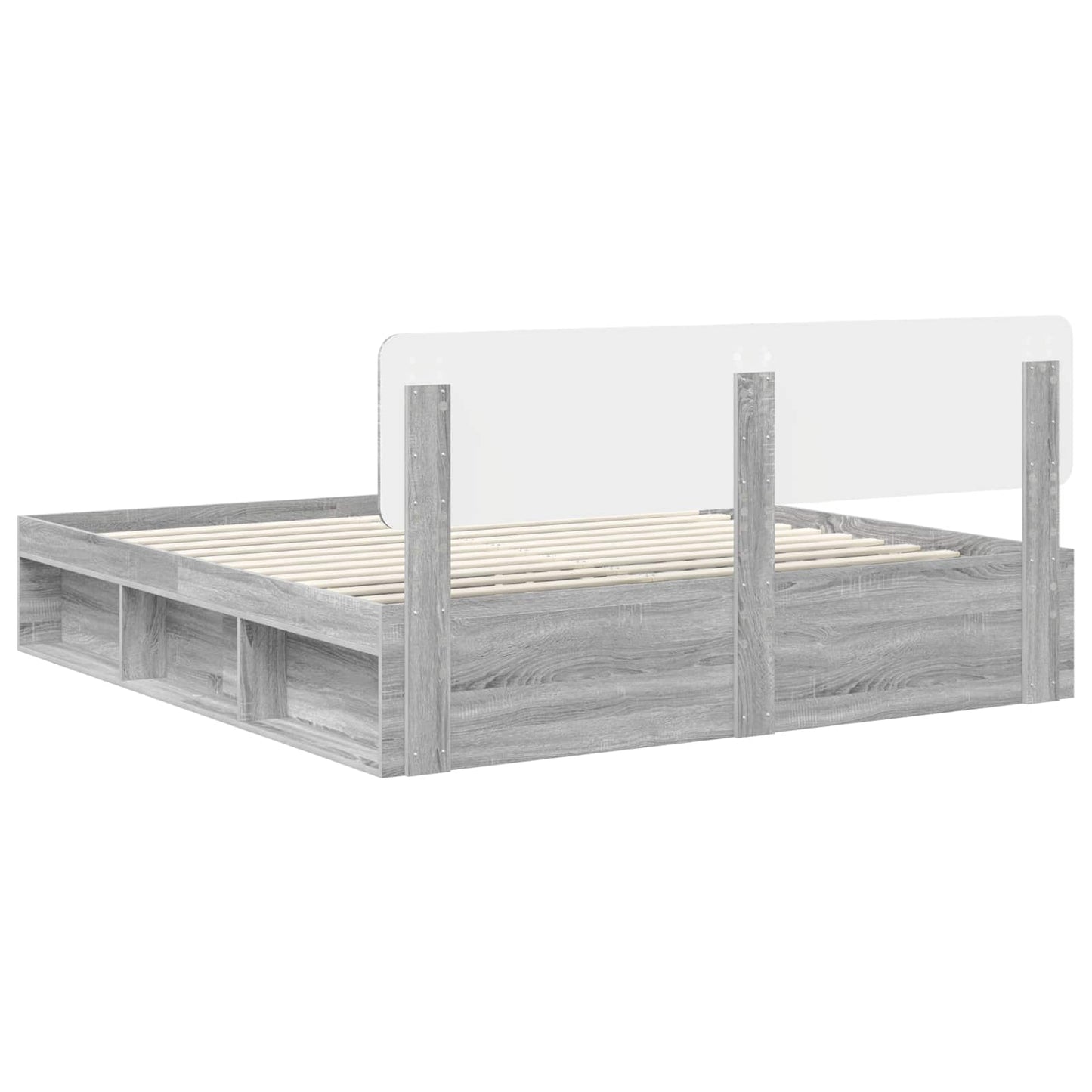 vidaXL Bed Frame Grey Sonoma 200 x 200 cm Solid Pine Wood