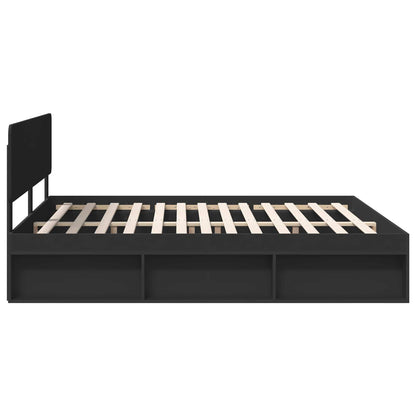 vidaXL Bed Frame with Headboard Black 180 x 200 cm Solid Pine Wood