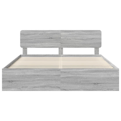 vidaXL Bed Frame Grey Sonoma 180 x 200 cm Solid Pine Wood