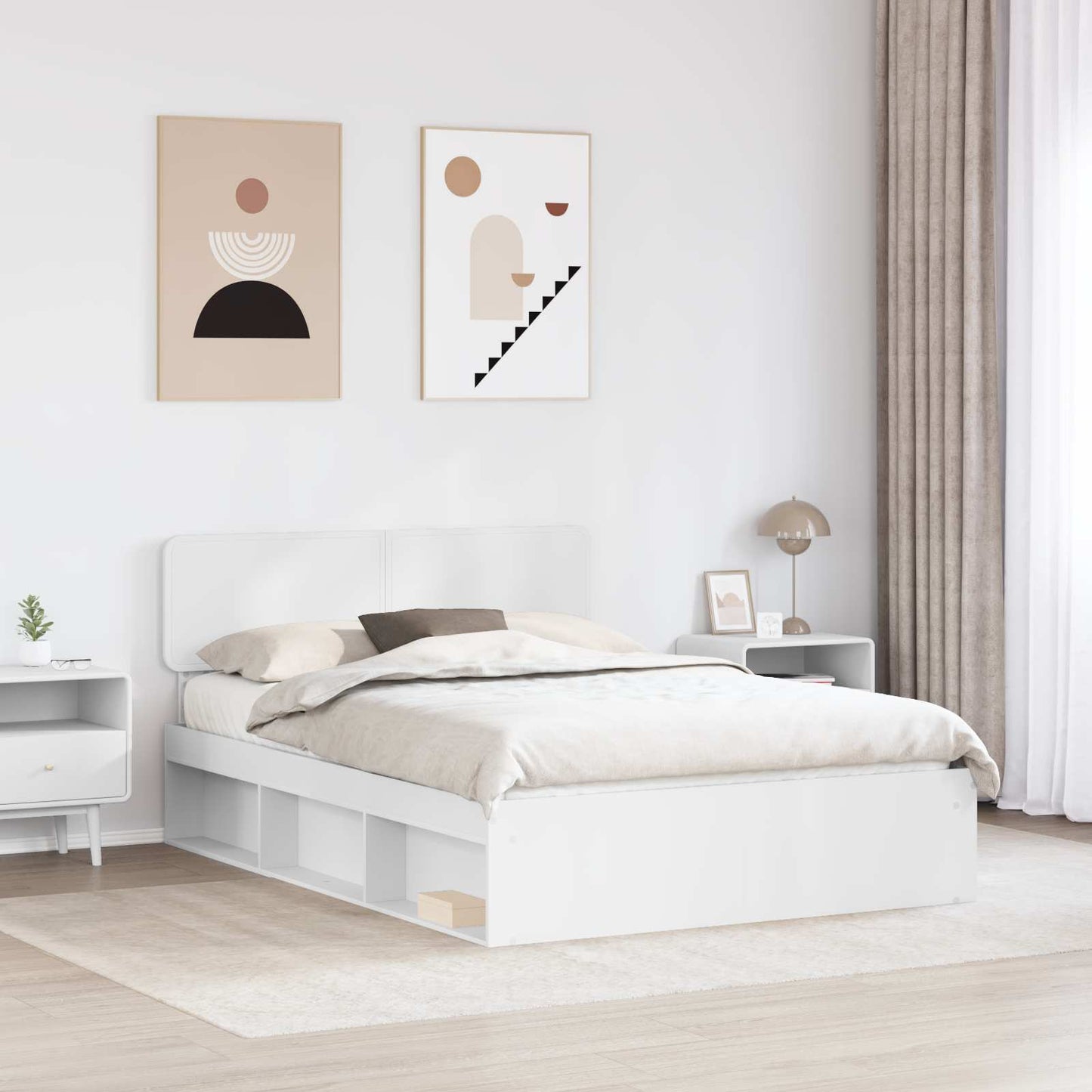 vidaXL Bed Frame with Headboard White 160 x 200 cm Solid Pine Wood