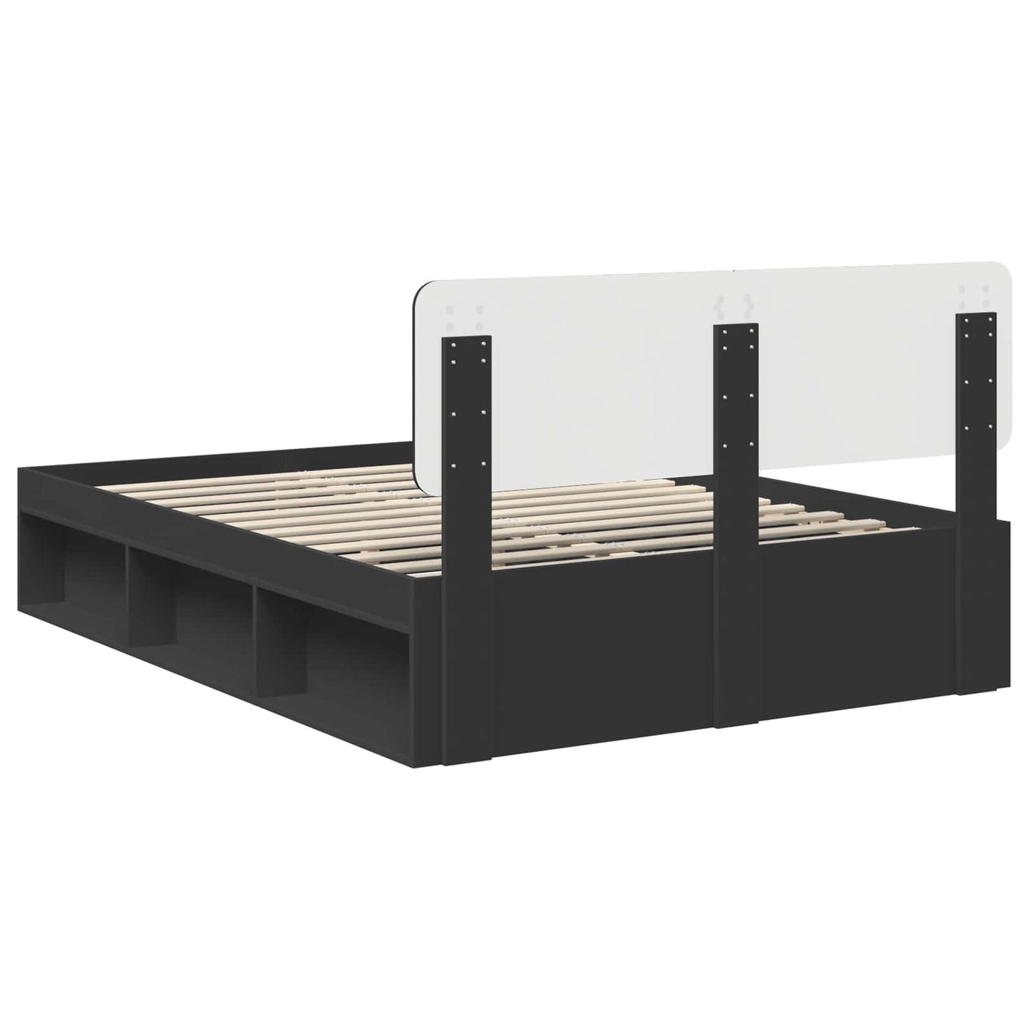 vidaXL Bed Frame with Headboard Black 160 x 200 cm Solid Pine Wood