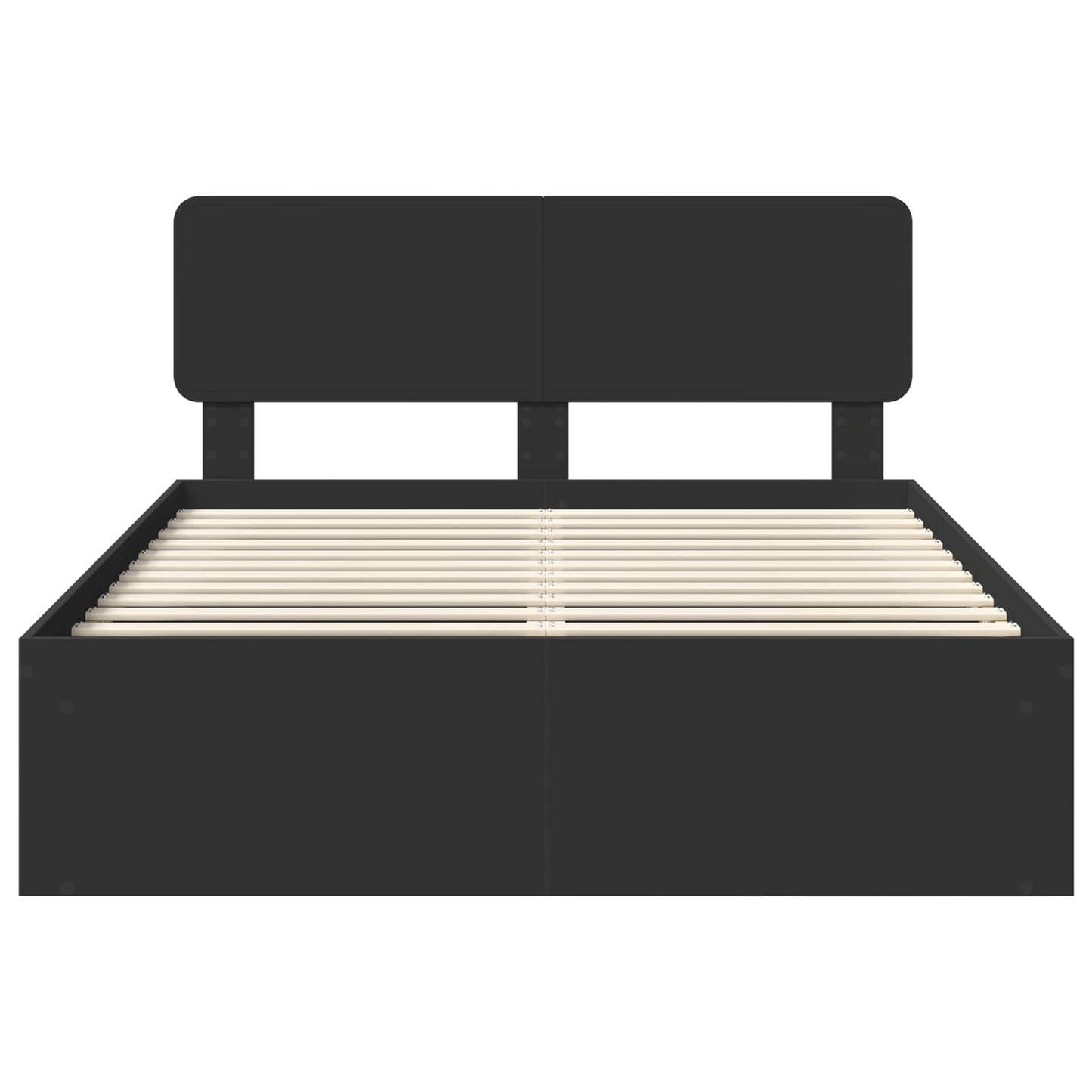 vidaXL Bed Frame with Headboard Black 160 x 200 cm Solid Pine Wood