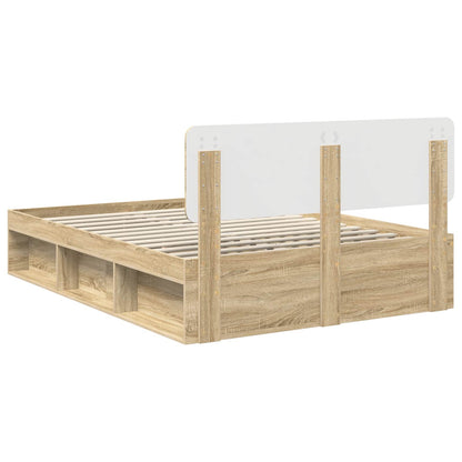 vidaXL Bed Frame with Headboard Sonoma 160 x 200 cm Solid Pine Wood
