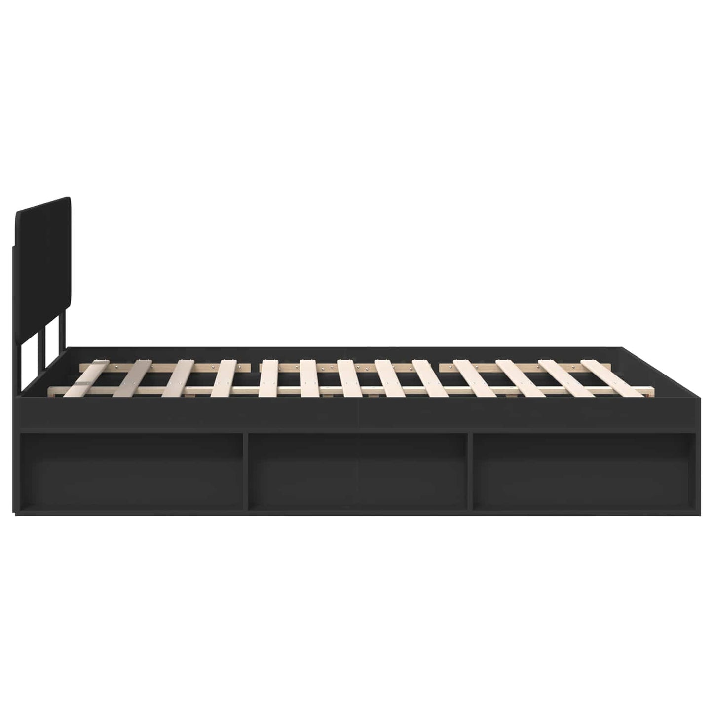 vidaXL Bed Frame with Headboard Black 150 x 200 cm Solid Pine Wood
