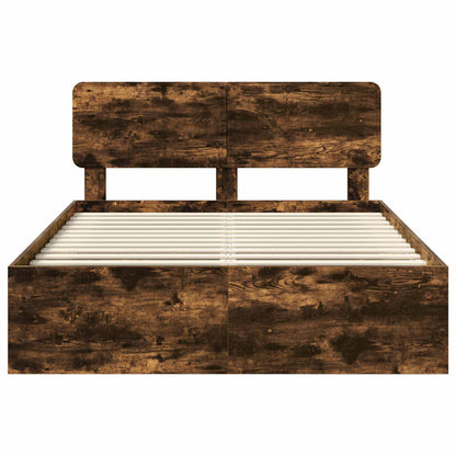 vidaXL Bed Frame Smoked Oak 150 x 200 cm Solid Pine Wood