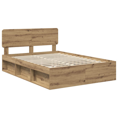 vidaXL Bed Frame Artisian Oak 135 x 190 cm Solid Pine Wood