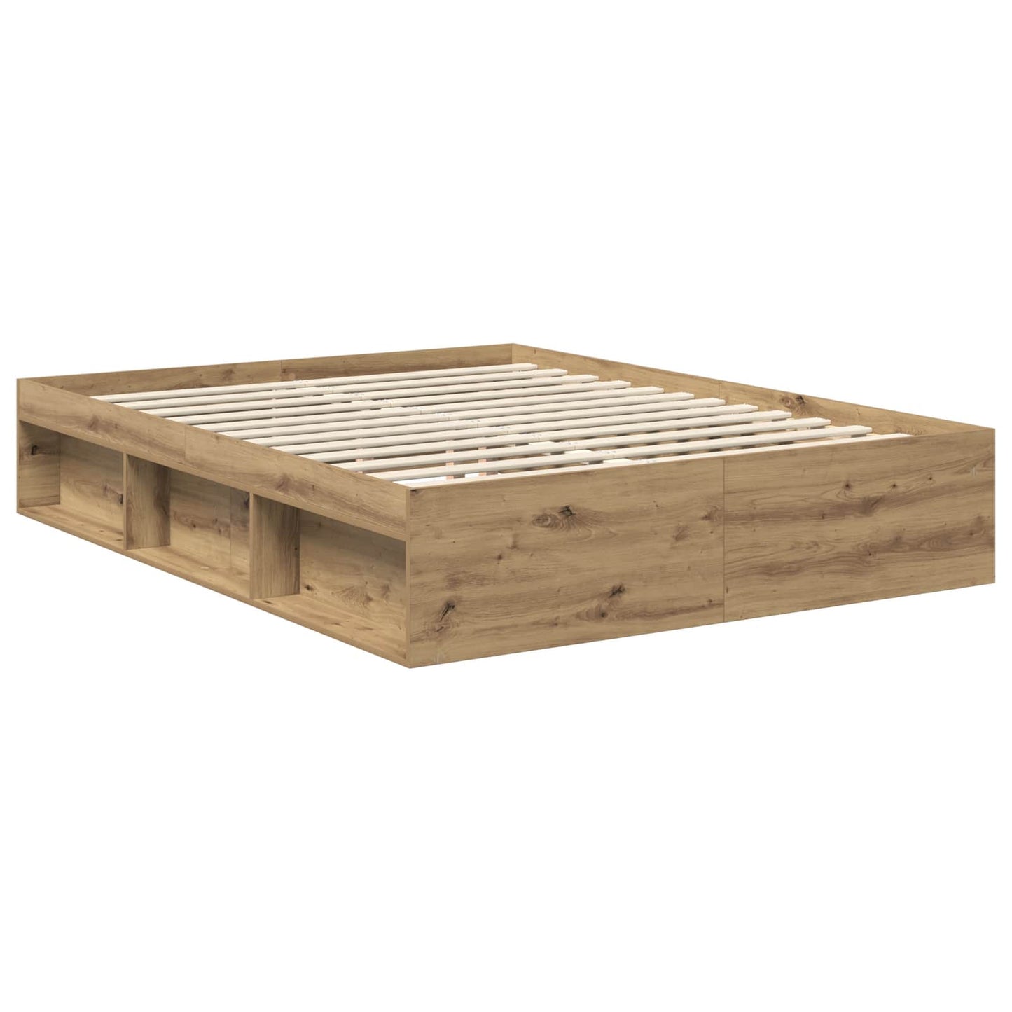 vidaXL Bed Frame Artisian Oak 135 x 190 cm Solid Pine Wood