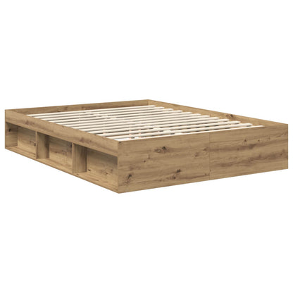 vidaXL Bed Frame Artisian Oak 135 x 190 cm Solid Pine Wood