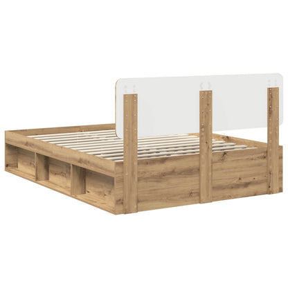 vidaXL Bed Frame Artisian Oak 135 x 190 cm Solid Pine Wood