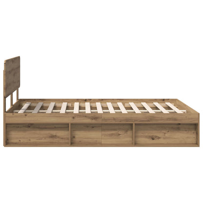 vidaXL Bed Frame Artisian Oak 135 x 190 cm Solid Pine Wood