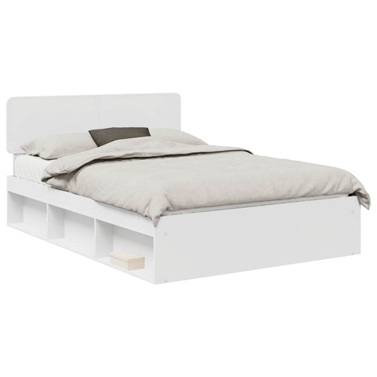 vidaXL Bed Frame with Headboard White 140 x 200 cm Solid Pine Wood