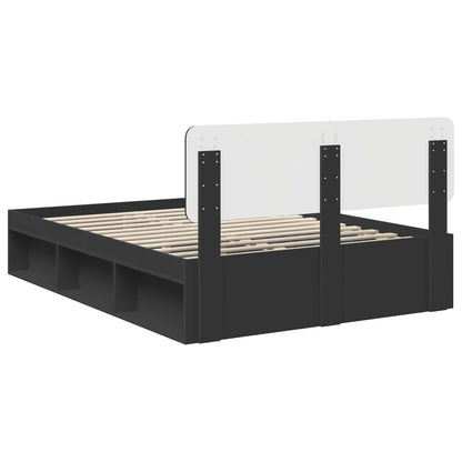 vidaXL Bed Frame with Headboard Black 140 x 200 cm Solid Pine Wood