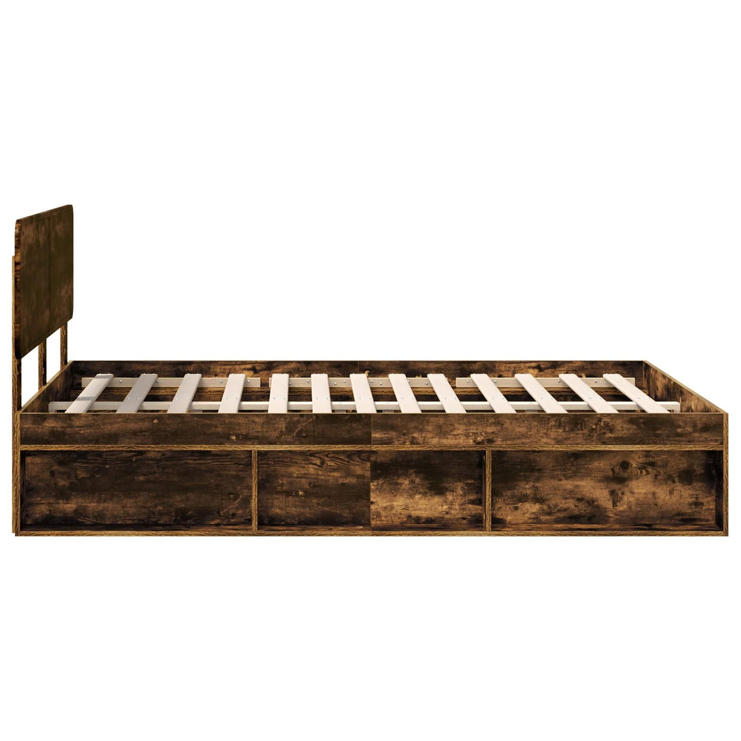 vidaXL Bed Frame Smoked Oak 140 x 200 cm Solid Pine Wood