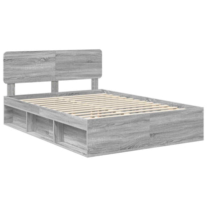 vidaXL Bed Frame Grey Sonoma 140 x 200 cm Solid Pine Wood