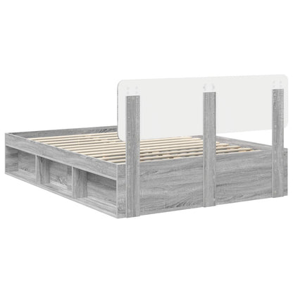 vidaXL Bed Frame Grey Sonoma 140 x 200 cm Solid Pine Wood