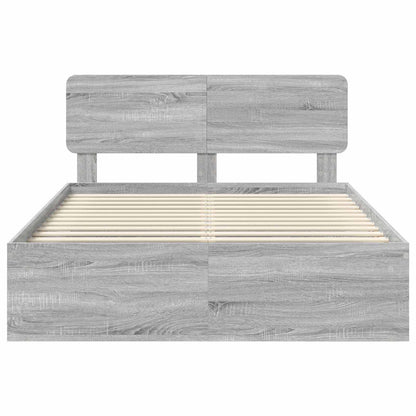 vidaXL Bed Frame Grey Sonoma 140 x 200 cm Solid Pine Wood