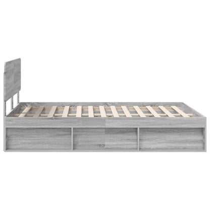 vidaXL Bed Frame Grey Sonoma 140 x 200 cm Solid Pine Wood