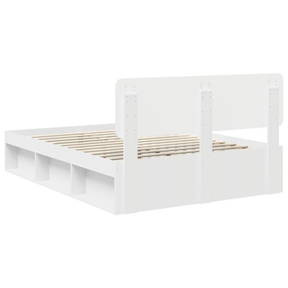 vidaXL Bed Frame with Headboard White 140 x 190 cm Solid Pine Wood