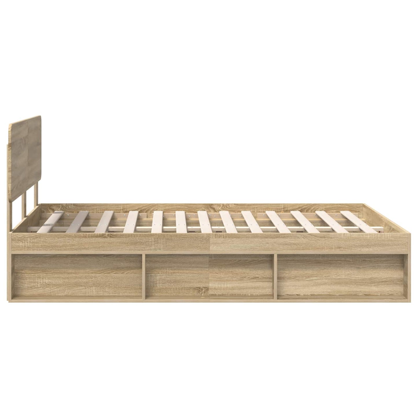 vidaXL Bed Frame with Headboard Sonoma 140 x 190 cm Solid Pine Wood