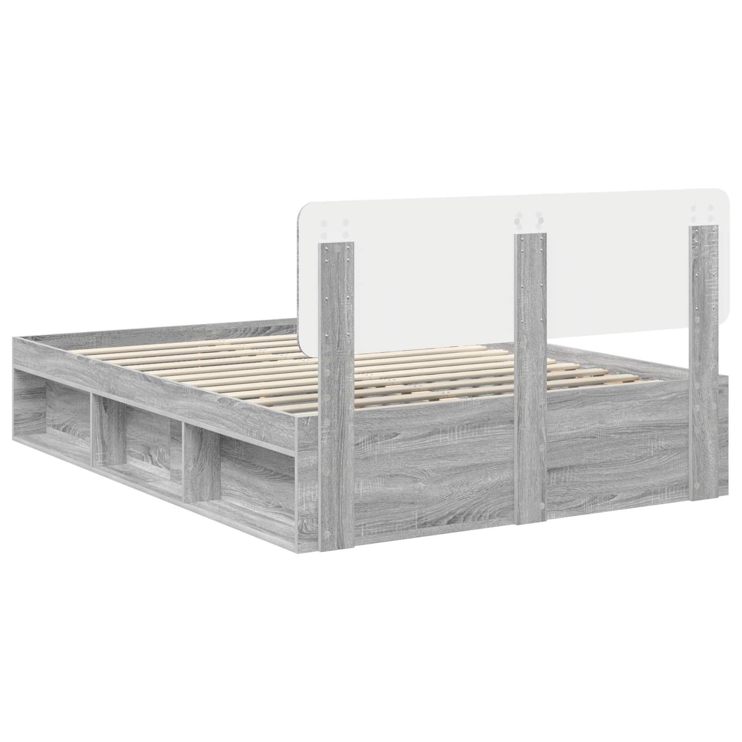 vidaXL Bed Frame Grey Sonoma 140 x 190 cm Solid Pine Wood