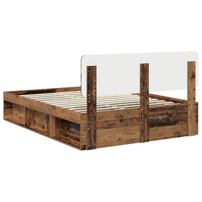 vidaXL Bed Frame with Headboard Old Wood 140 x 190 cm Solid Pine Wood