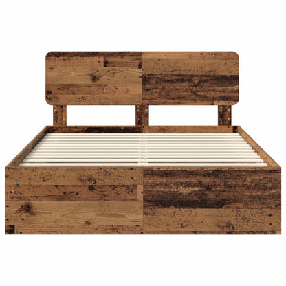 vidaXL Bed Frame with Headboard Old Wood 140 x 190 cm Solid Pine Wood
