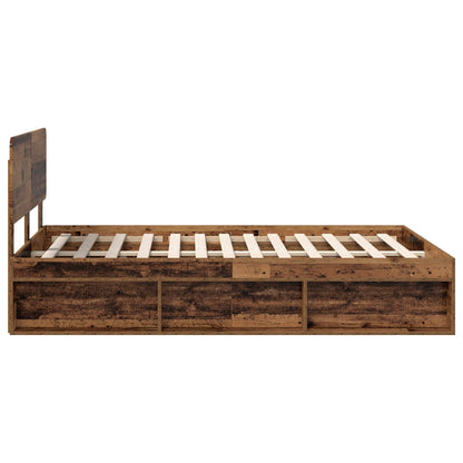 vidaXL Bed Frame with Headboard Old Wood 140 x 190 cm Solid Pine Wood