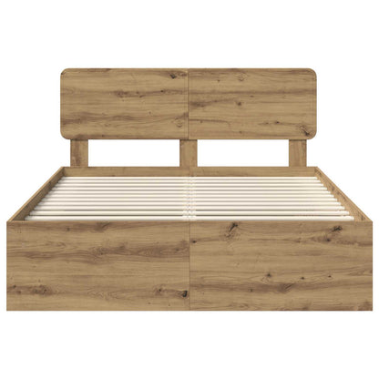 vidaXL Bed Frame Artisian Oak 140 x 190 cm Solid Pine Wood
