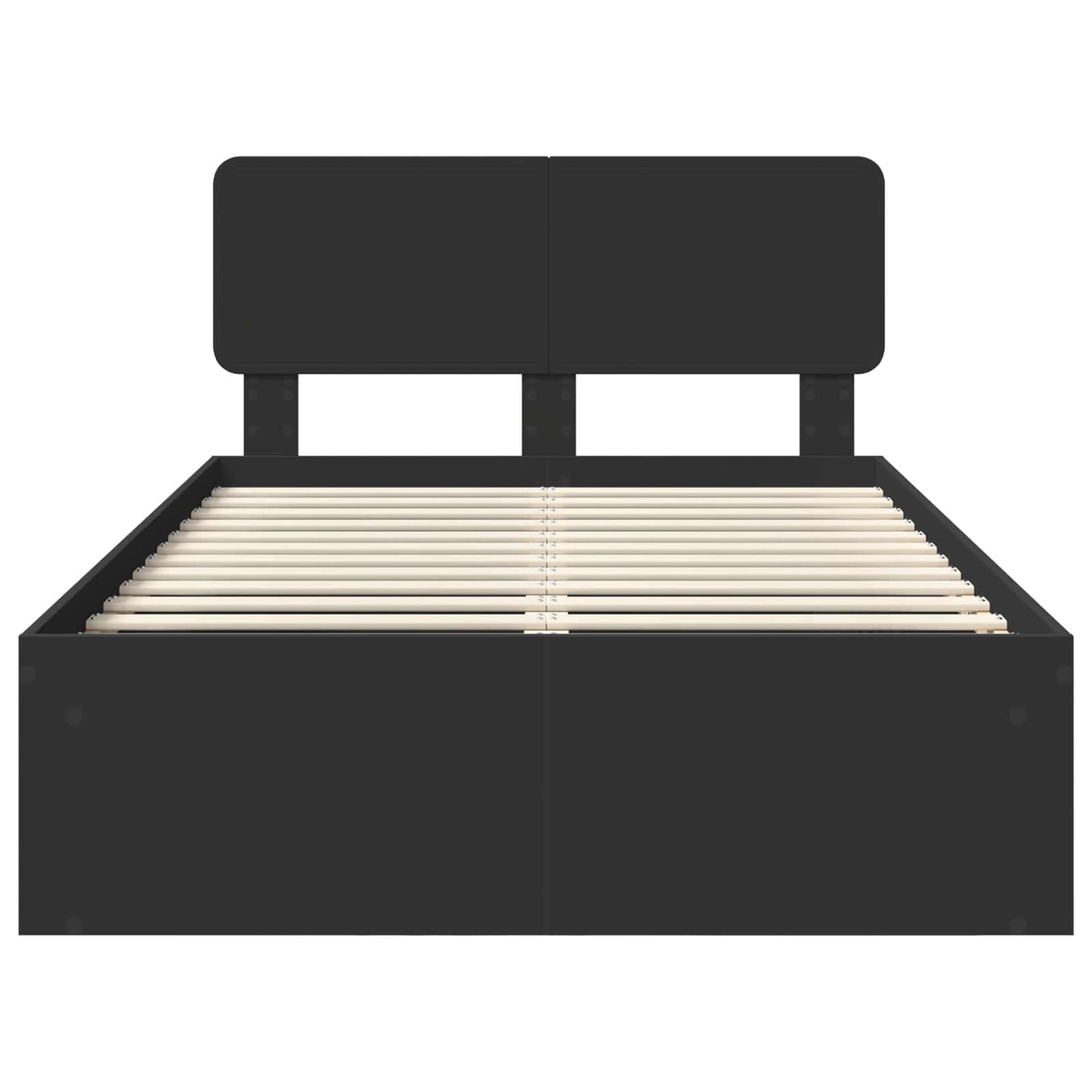 vidaXL Bed Frame with Headboard Black 135 x 190 cm Solid Pine Wood
