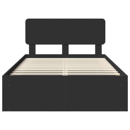 vidaXL Bed Frame with Headboard Black 135 x 190 cm Solid Pine Wood