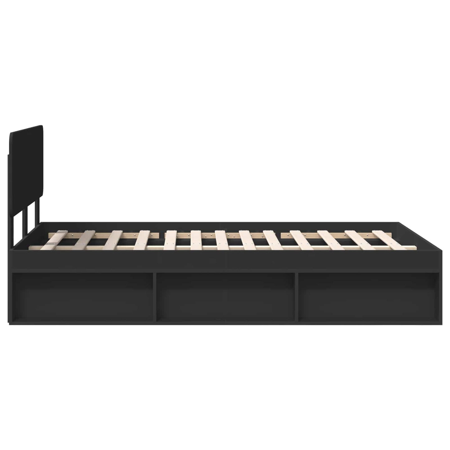 vidaXL Bed Frame with Headboard Black 135 x 190 cm Solid Pine Wood