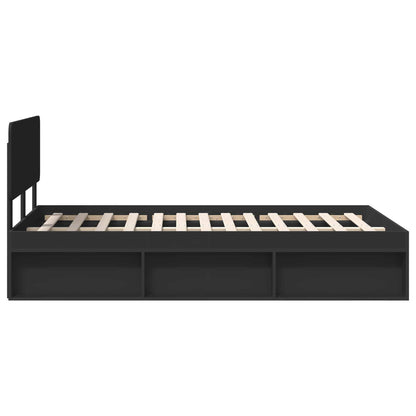 vidaXL Bed Frame with Headboard Black 135 x 190 cm Solid Pine Wood