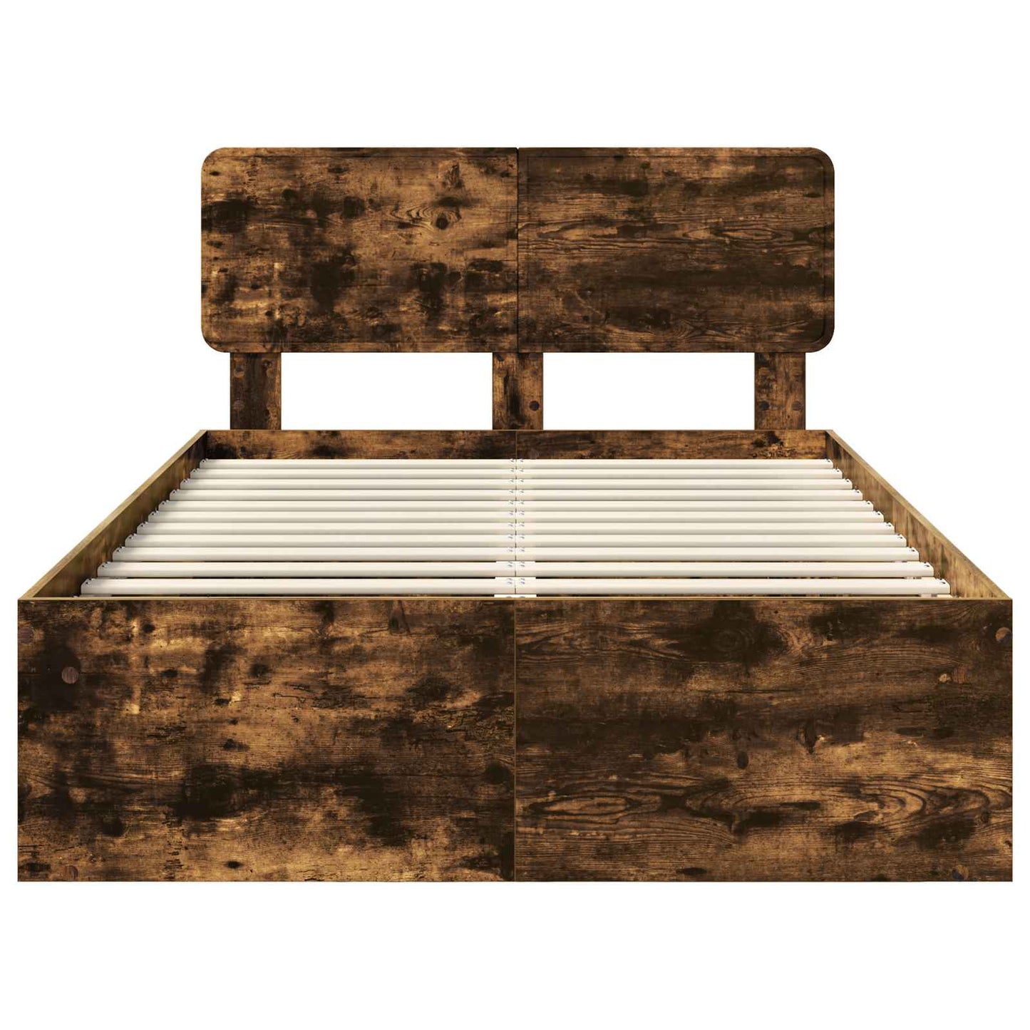 vidaXL Bed Frame Smoked Oak 135 x 190 cm Solid Pine Wood