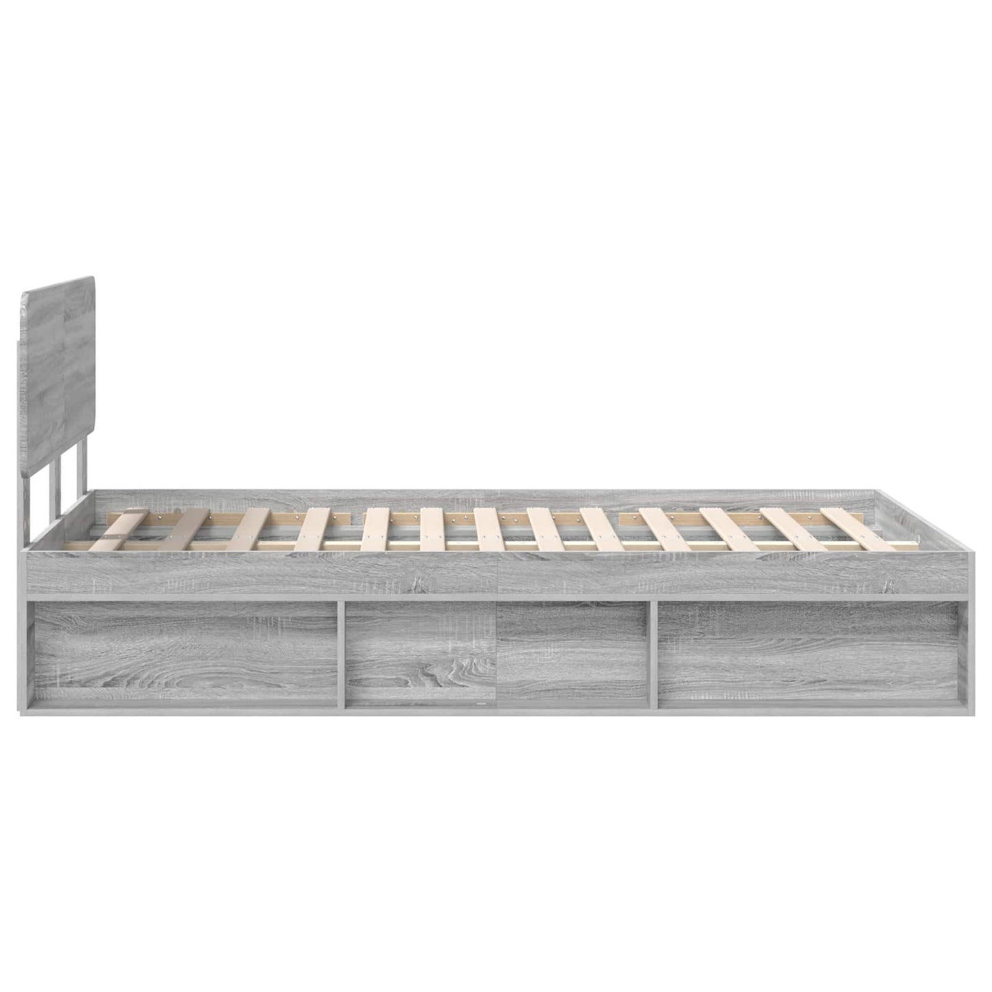 vidaXL Bed Frame Grey Sonoma 135 x 190 cm Solid Pine Wood