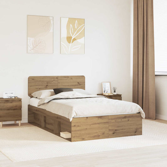 vidaXL Bed Frame Artisian Oak 90 x 190 cm Solid Pine Wood