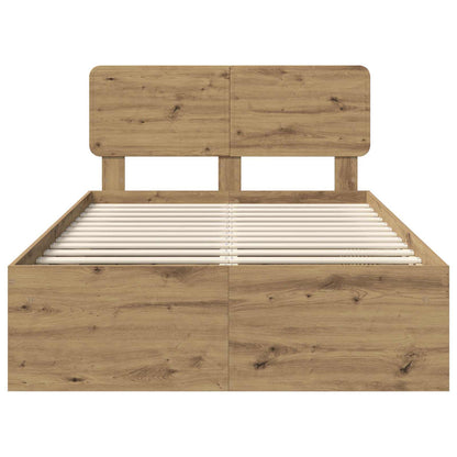 vidaXL Bed Frame Artisian Oak 135 x 190 cm Solid Pine Wood