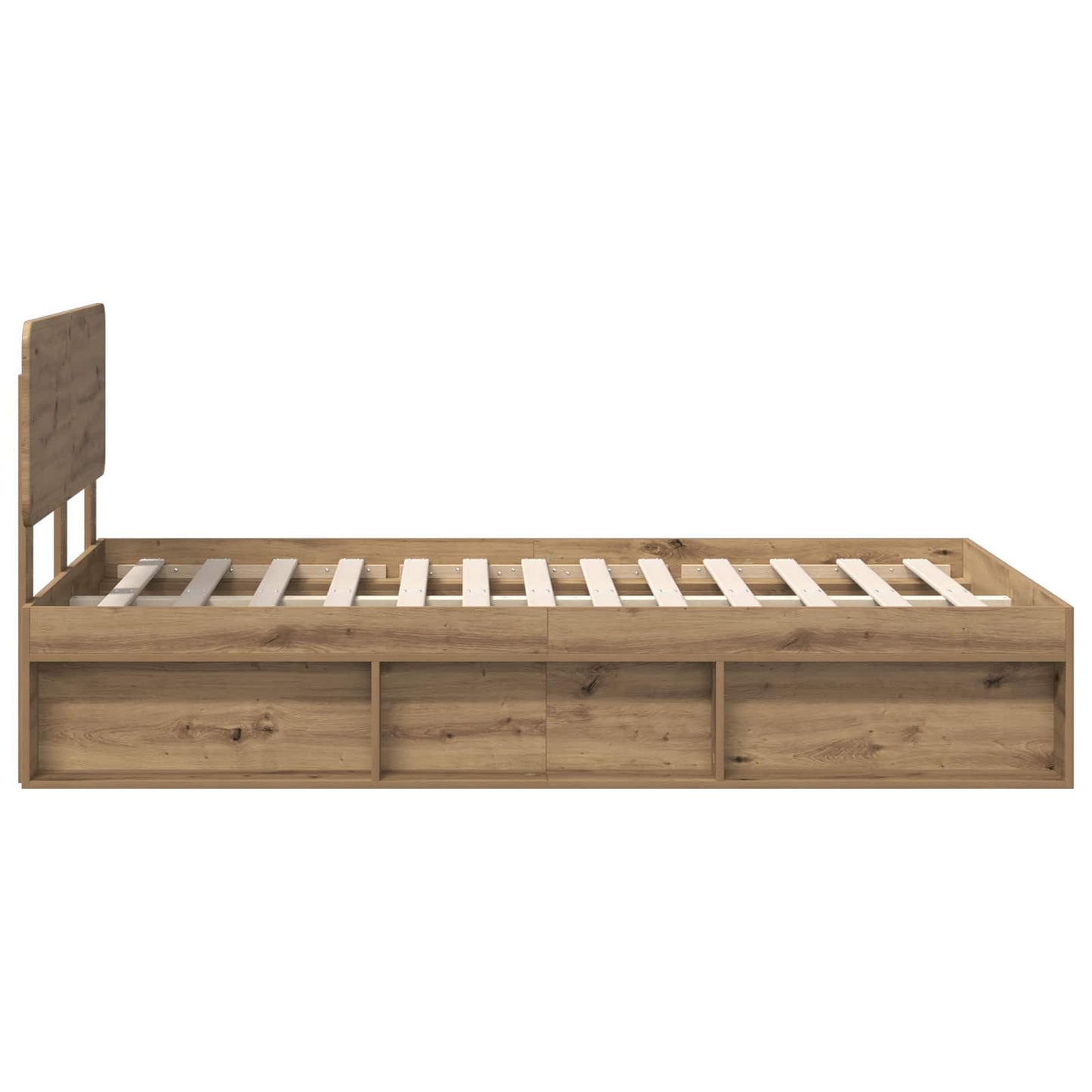 vidaXL Bed Frame Artisian Oak 135 x 190 cm Solid Pine Wood