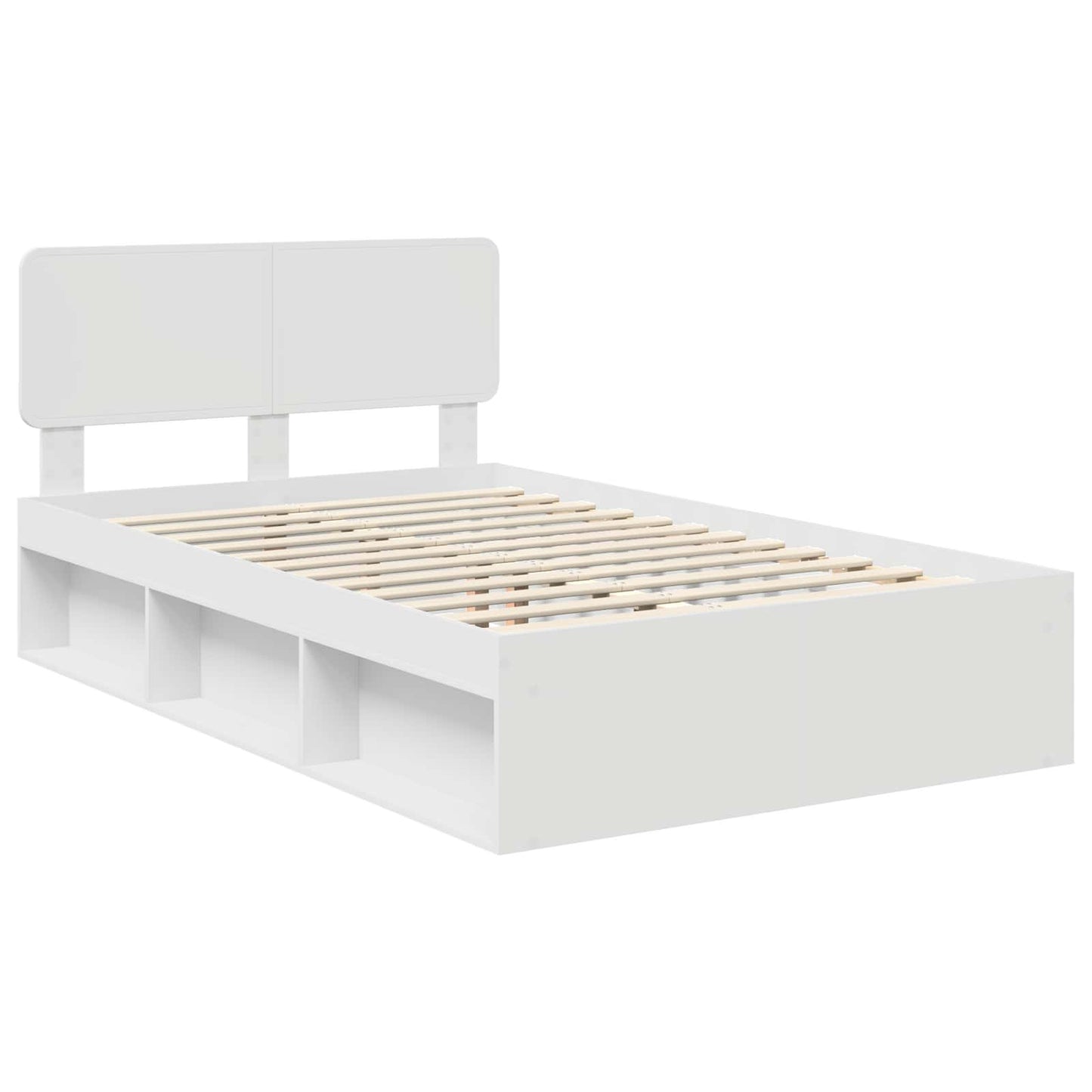 vidaXL Bed Frame with Headboard White 120 x 200 cm Solid Pine Wood