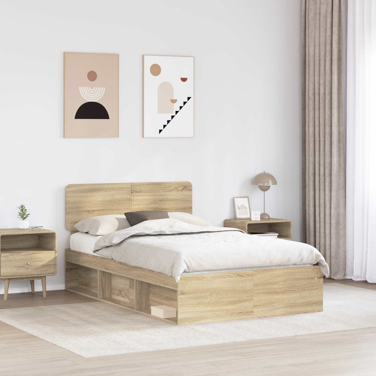 vidaXL Bed Frame with Headboard Sonoma 120 x 200 cm Solid Pine Wood