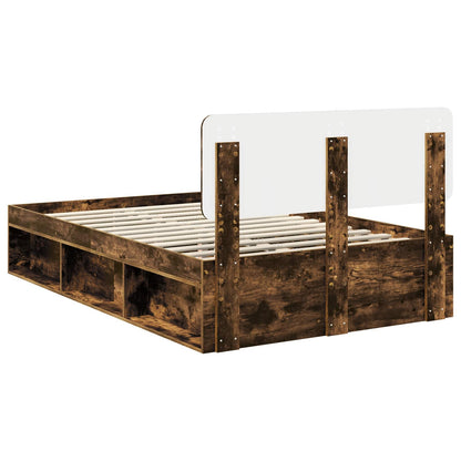 vidaXL Bed Frame Smoked Oak 120 x 200 cm Solid Pine Wood