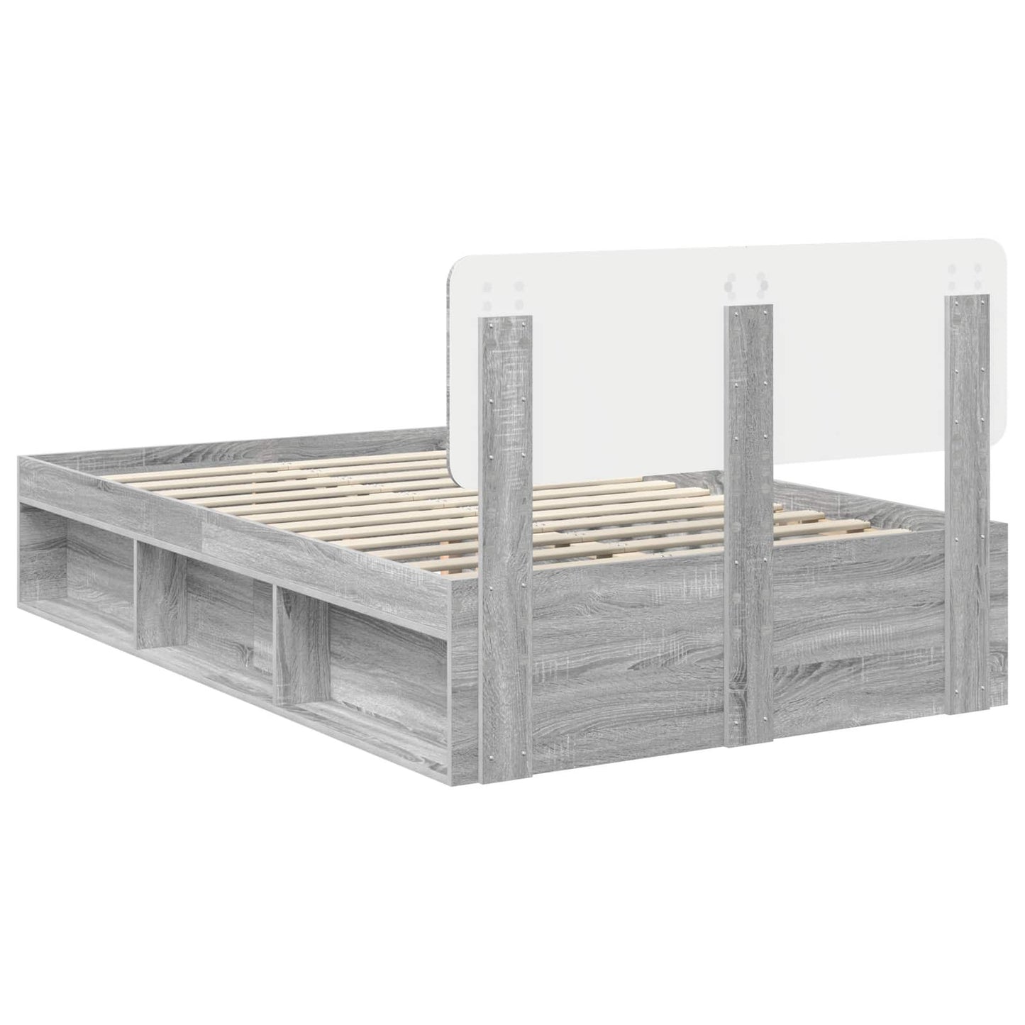 vidaXL Bed Frame Grey Sonoma 120 x 200 cm Solid Pine Wood