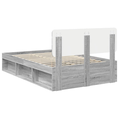 vidaXL Bed Frame Grey Sonoma 120 x 200 cm Solid Pine Wood