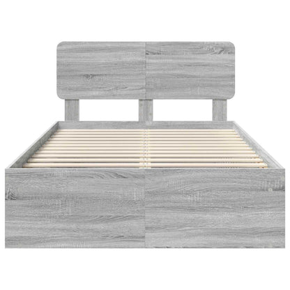 vidaXL Bed Frame Grey Sonoma 120 x 200 cm Solid Pine Wood